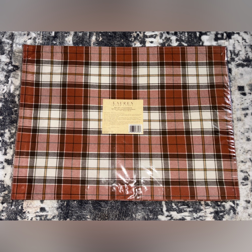 Lauren Ralph Lauren Red Brown Plaid Placemat
